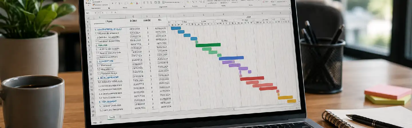 diagramme de gantt excel