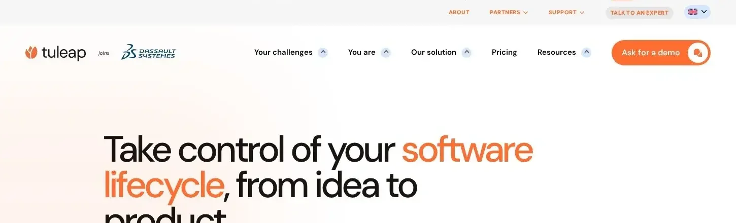 Page d'accueil de Tuleap, plateforme open source française de gestion de projet agile et de cycle de vie logiciel