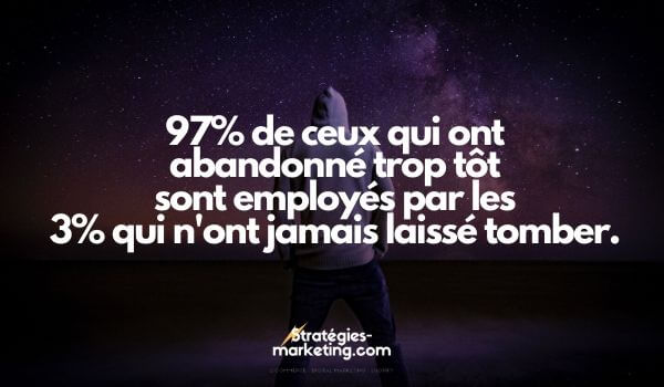  citation motivation : 97% de ceux qui ont abandonné trop tôt sont employés par les 3% qui n'ont jamais laissé tomber. 
