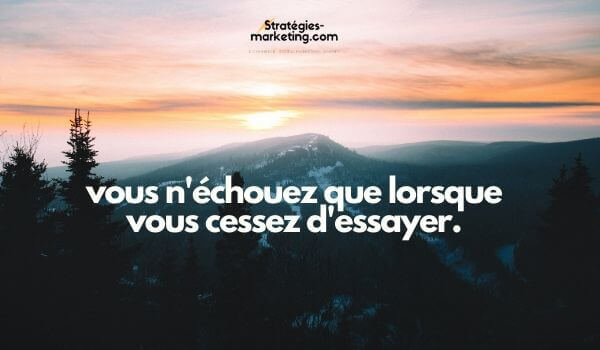 citation motivation : vous n'échouez que lorsque vous cessez d'essayer. 
